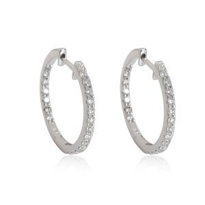 Diamond Hoop Earring in 14k White Gold 1 CTW Cart