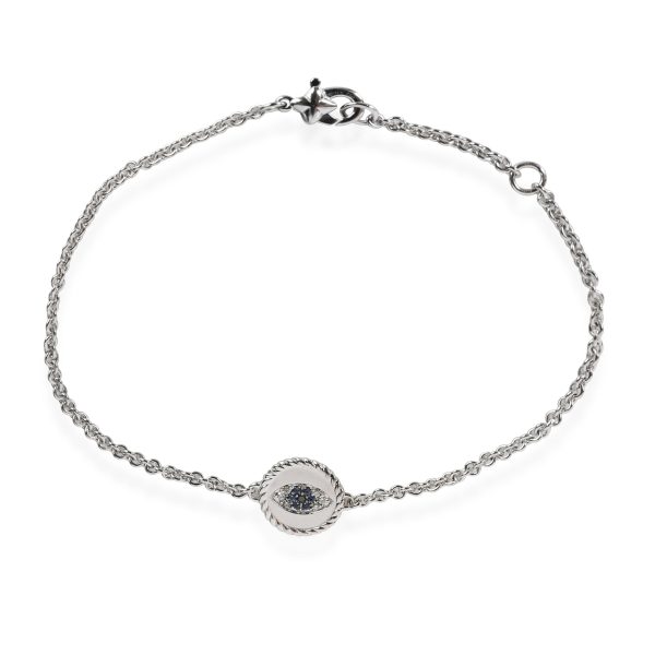 David Yurman Cable Collectibles Evil Eye Bracelet in 18K White Gold 036 CTW David Yurman Cable Collectibles Evil Eye Bracelet in 18K White Gold 036 CTW