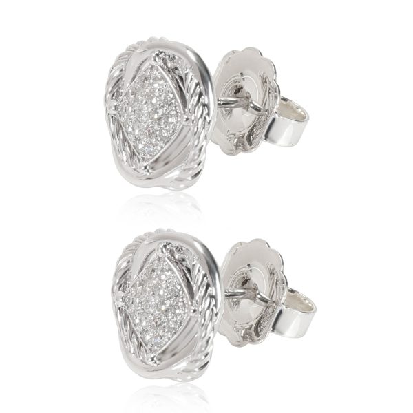 113807 sv David Yurman Infinity Diamond Earrings in Sterling Silver 031 CTW