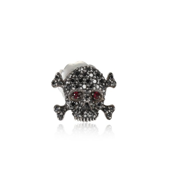 David Yurman Single Skull Stud Black Diamond Earring in Sterling Silver 033 CTW David Yurman Single Skull Stud Black Diamond Earring in Sterling Silver 033 CTW