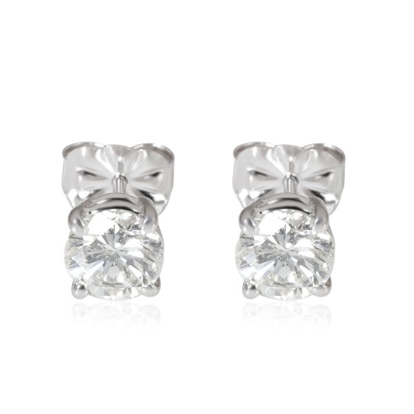 Four Prong Diamond Stud Earring in 14k White Gold 1 CTW Four Prong Diamond Stud Earring in 14k White Gold 1 CTW