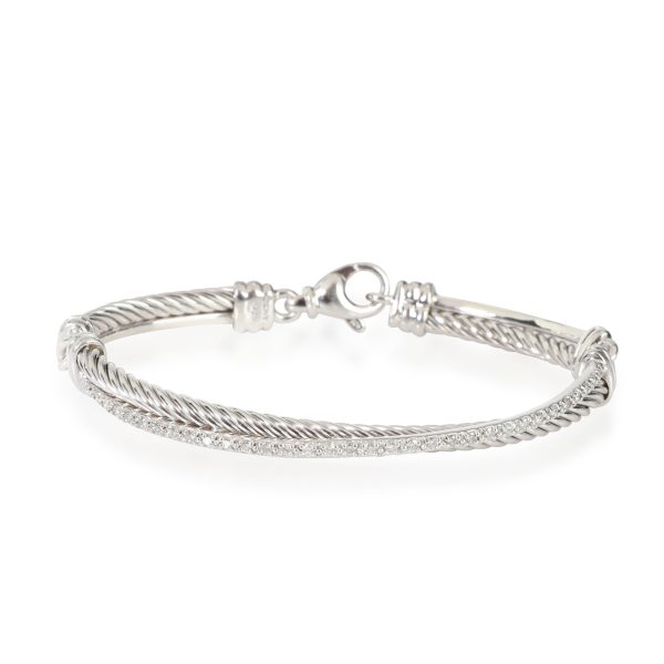 113820 sv David Yurman Crossover Diamond Bangle in Sterling Silver 075 CTW