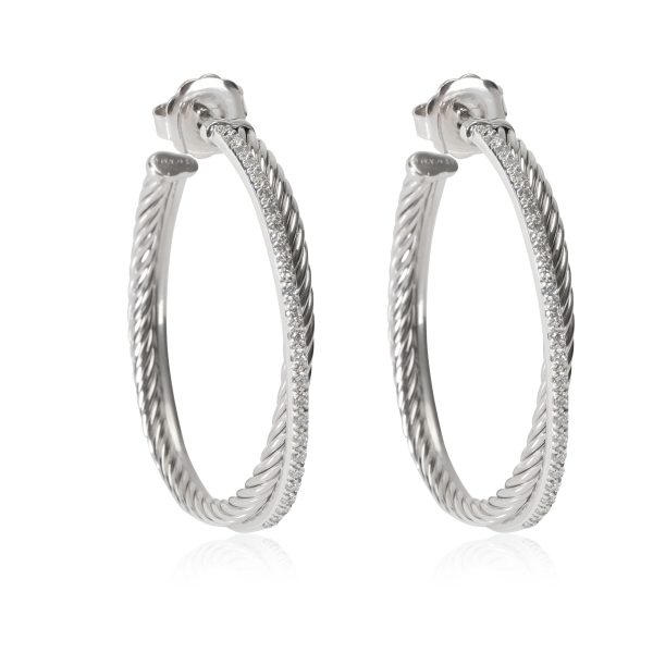 David Yurman Crossover Diamond Hoop Earring in Sterling Silver 053 CTW David Yurman Crossover Diamond Hoop Earring in Sterling Silver 053 CTW