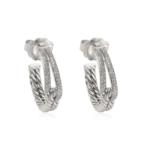 David Yurman Labyrinth Diamond Hoop Earring in Sterling Silver 035 CTW David Yurman Labyrinth Diamond Hoop Earring in Sterling Silver 035 CTW