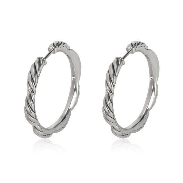 113833 bv David Yurman Tides Diamond Hoop Earring in Sterling Silver 023 CTW