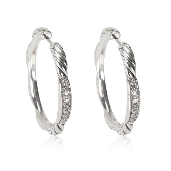 David Yurman Tides Diamond Hoop Earring in Sterling Silver 023 CTW David Yurman Tides Diamond Hoop Earring in Sterling Silver 023 CTW