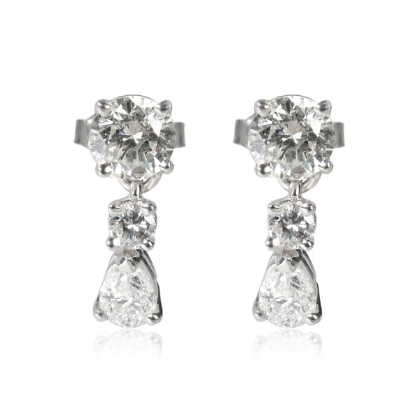 Diamond Multi Shape Drop Earrings in 14kt White Gold 1 58 CTW Diamond Multi Shape Drop Earrings in 14kt White Gold 1 58 CTW