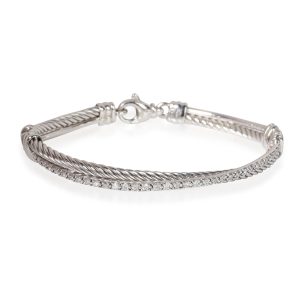 David Yurman Cable Crossover Diamond Bracelet in Sterling Silver 043 CTW Louis Vuitton Cigarette Case Damier Canvas Brown