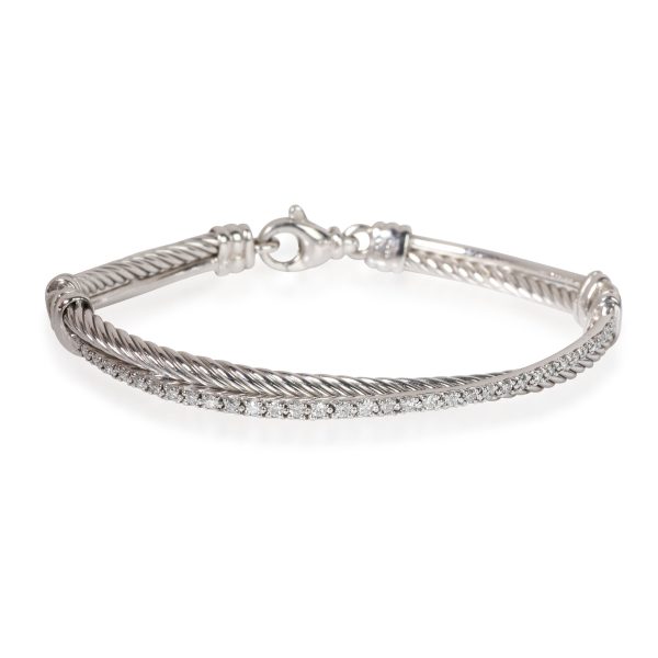 David Yurman Cable Crossover Diamond Bracelet in Sterling Silver 043 CTW David Yurman Cable Crossover Diamond Bracelet in Sterling Silver 043 CTW