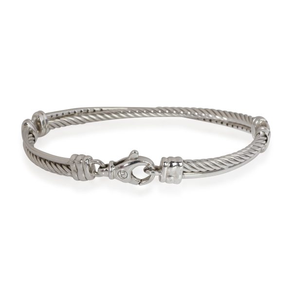 113948 pv David Yurman Cable Crossover Diamond Bracelet in Sterling Silver 043 CTW