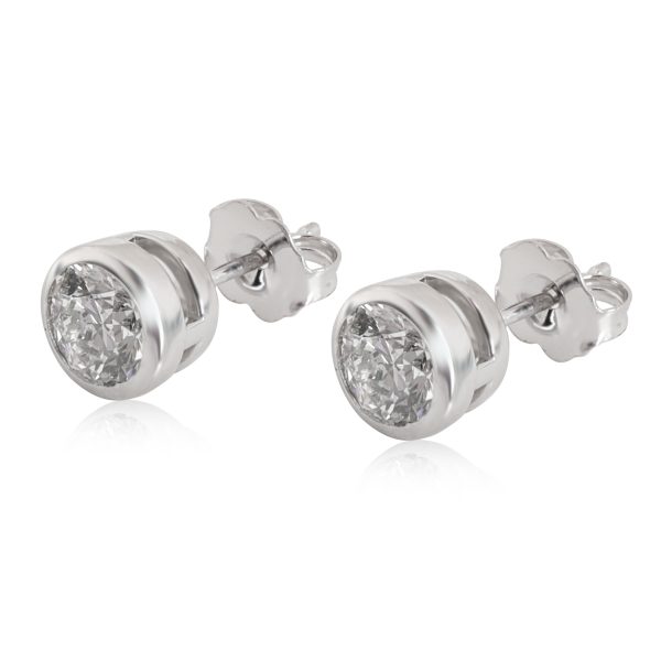 114065 sv Bezel Diamond Stud Earring in 14kt White Gold F SI2 14 CTW