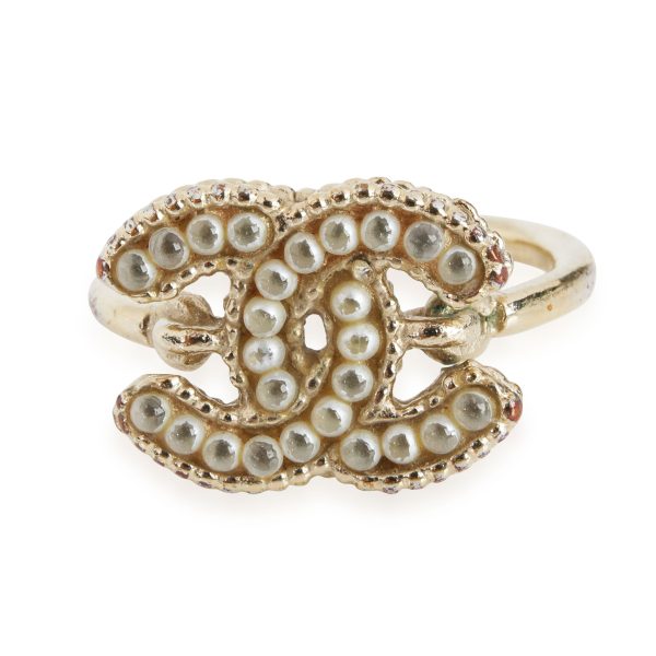 Rings Chanel Faux Pearl CC Logo Ring