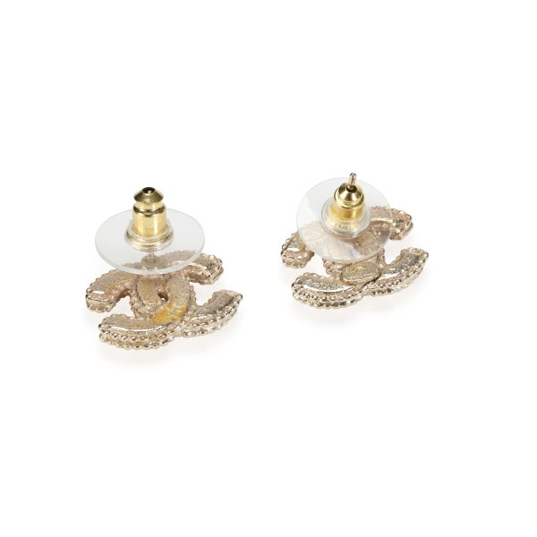 114069 bv Chanel Faux Pearl CC Logo Stud Earrings