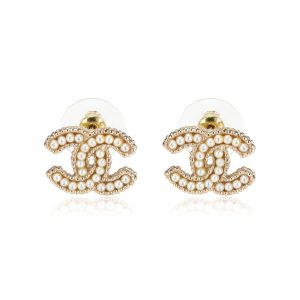 Chanel Faux Pearl CC Logo Stud Earrings Chopard Happy Sport 278475 Unisex Watch in Stainless Steel