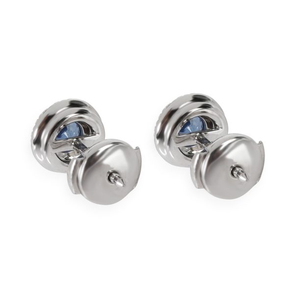 114081 bv Tiffany Co Soleste Sapphire Diamond Stud Earring in Platinum 018 CT