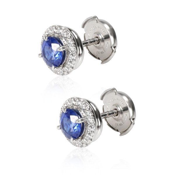 114081 sv Tiffany Co Soleste Sapphire Diamond Stud Earring in Platinum 018 CT