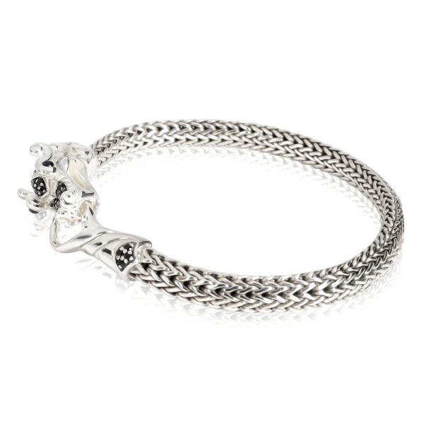 114094 sv John Hardy Legends Naga Slim Small Black Sapphire Dragon Head Bracelet in Silver