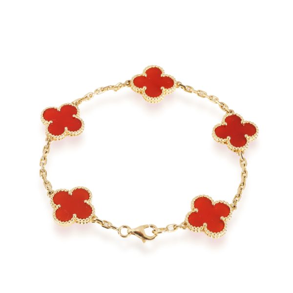 114112 clasp 0e294c1c bda9 468d 988a 8d6e4a03240e Van Cleef Arpels Alhambra Carnelian Bracelet in 18k Yellow Gold