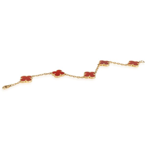 114112 pv 3198c03a 7850 48d9 a44f c4f8f2b52bd0 Van Cleef Arpels Alhambra Carnelian Bracelet in 18k Yellow Gold