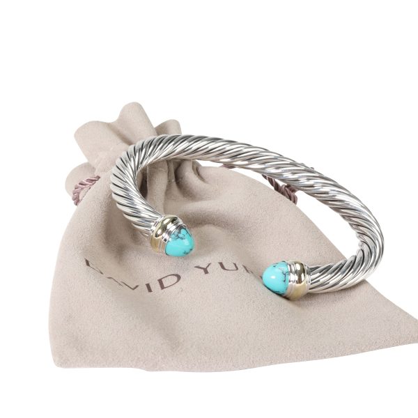 114179 box David Yurman Cable Classics Turquoise Cuff in 14k SterlingGold