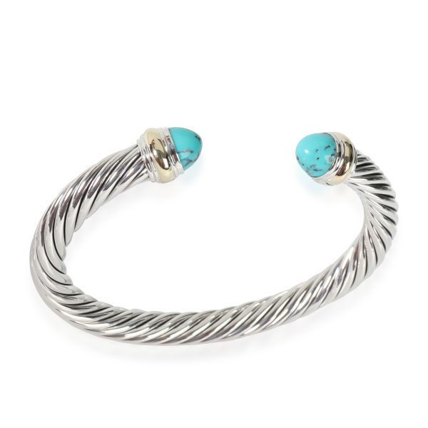 114179 pv David Yurman Cable Classics Turquoise Cuff in 14k SterlingGold