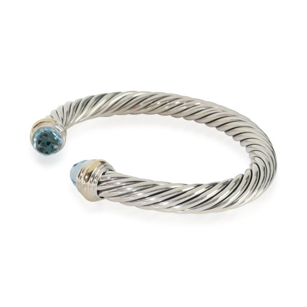 114180 sv David Yurman Cable Classics Topaz Cuff in 14k GoldSterling