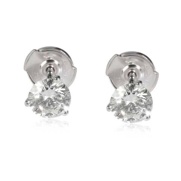 Three Prong Diamond Stud Earring in 18k White Gold 100 CTW Three Prong Diamond Stud Earring in 18k White Gold 100 CTW