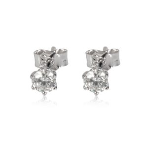 6 Prong Diamond Stud Earring in 18k White Gold 050 CTW Chanel Line Tote Nylon Shoulder Bag Noir