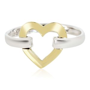 Tiffany Co Open Heart Ring in 18kt Gold Sterling Silver Cart