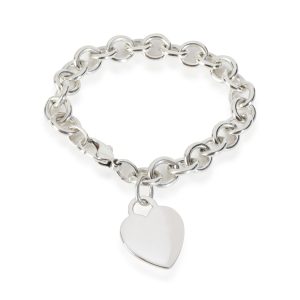 Tiffany Co Charm Bracelet with Heart Tag in Sterling Silver Cart