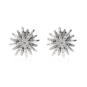 David Yurman Starburst Diamond Earrings in Sterling Silver 039 CTW Cart