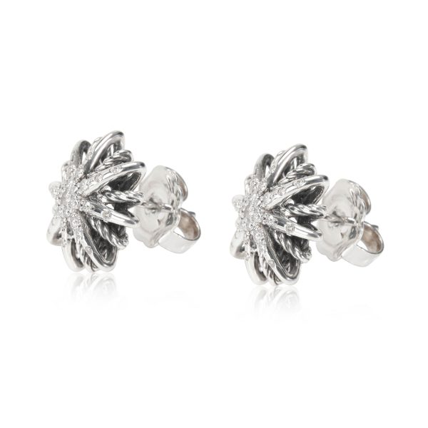 114750 sv David Yurman Starburst Diamond Earrings in Sterling Silver 039 CTW