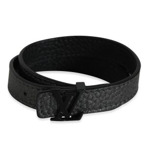 Louis Vuitton LV Initiales Black Leather Wrap Bracelet Louis Vuitton LV Initiales Black Leather Wrap Bracelet