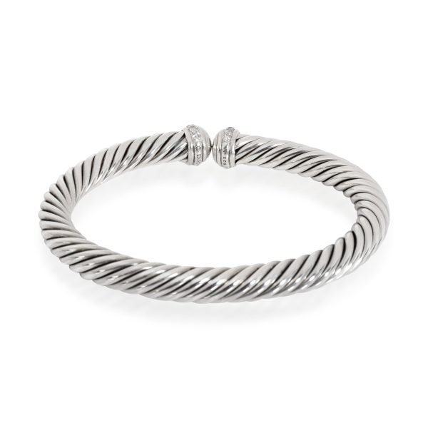 114832 bv David Yurman Flexible Cable Spira Diamond Cuff in Sterling Silver 04 CTW