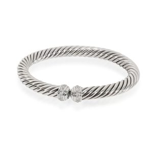 David Yurman Flexible Cable Spira Diamond Cuff in Sterling Silver 04 CTW Cart