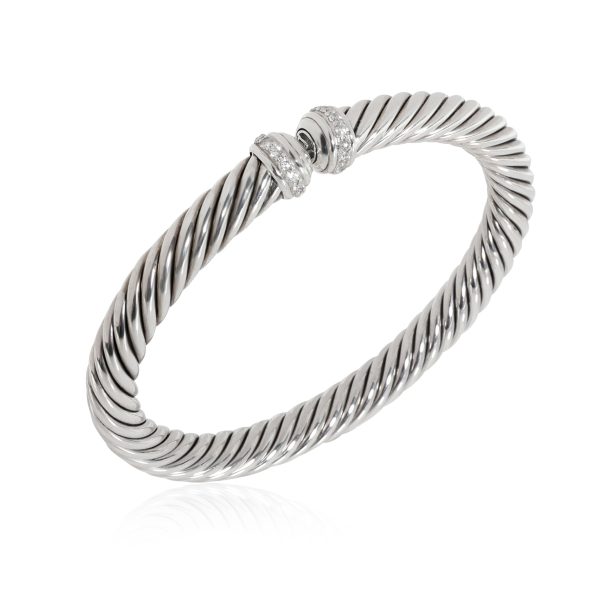 114832 pv David Yurman Flexible Cable Spira Diamond Cuff in Sterling Silver 04 CTW