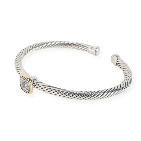 114833 sv David Yurman Noblesse Diamond Cuff in 18K Yellow GoldSterling Silver 015 CTW