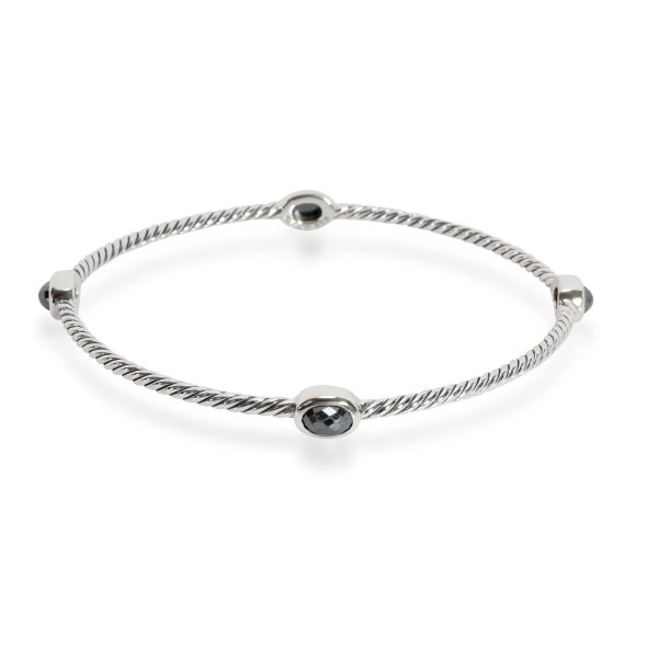 David Yurman Hematite Station Bangle in Sterling Silver David Yurman Hematite Station Bangle in Sterling Silver