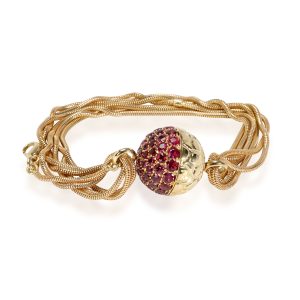 Gucci Magnetic Clasp Ball Bracelet with Rubies in 18k Yellow Gold Louis Vuitton Empreinte Speedy Bandouliere 25 2WAY Mini Noir Black