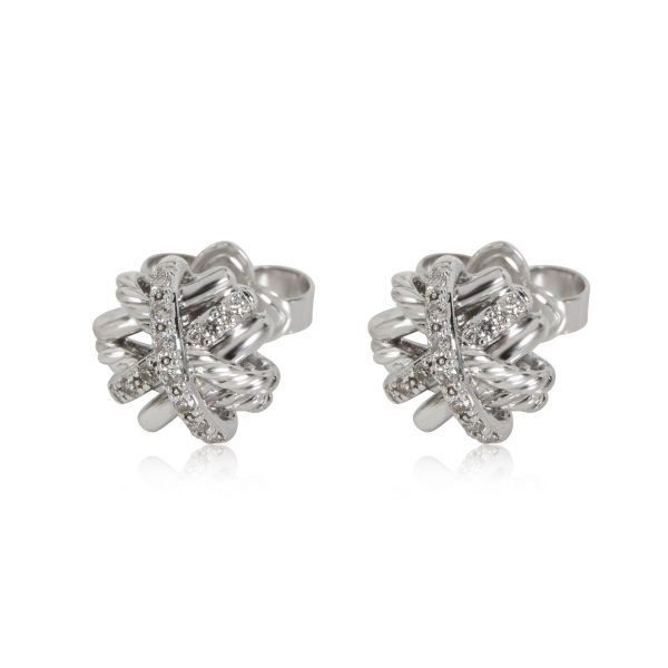 David Yurman Crossover Diamond Stud Earring in Sterling Silver 022 CTW David Yurman Crossover Diamond Stud Earring in Sterling Silver 022 CTW