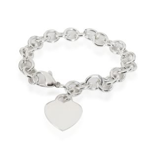 Tiffany Co Heart Link Bracelet in Sterling Silver Valentino V Sling Small Calfskin Handbag Black