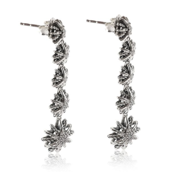 114966 sv David Yurman Starburst Drop Earrings in Sterling Silver 034 CTW