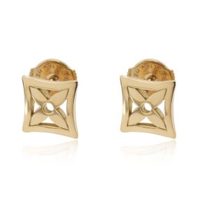 Louis Vuitton Monogram Resille Stud Earrings in 18K Yellow Gold Cart