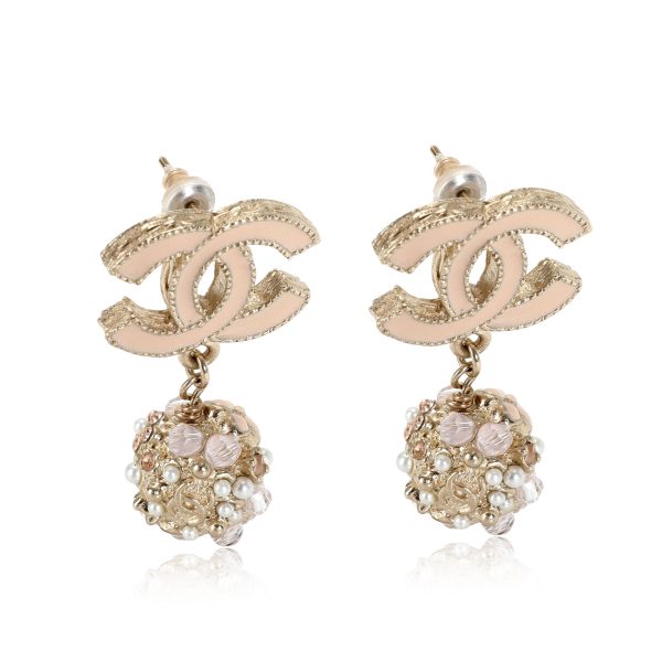 Chanel CC Pink Enamel Drop Earrings Chanel CC Pink Enamel Drop Earrings