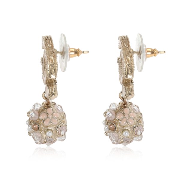 115054 sv Chanel CC Pink Enamel Drop Earrings