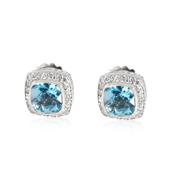 David Yurman Albion Blue Topaz Diamond Stud Earring in Sterling Silver 040 CTW David Yurman Albion Blue Topaz Diamond Stud Earring in Sterling Silver 040 CTW