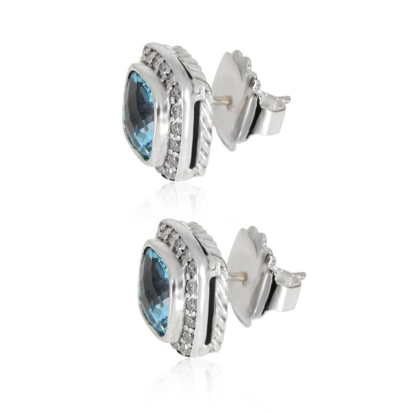 115096 sv b369f498 c17a 46d0 a538 9f3ed028927c David Yurman Albion Blue Topaz Diamond Stud Earring in Sterling Silver 040 CTW