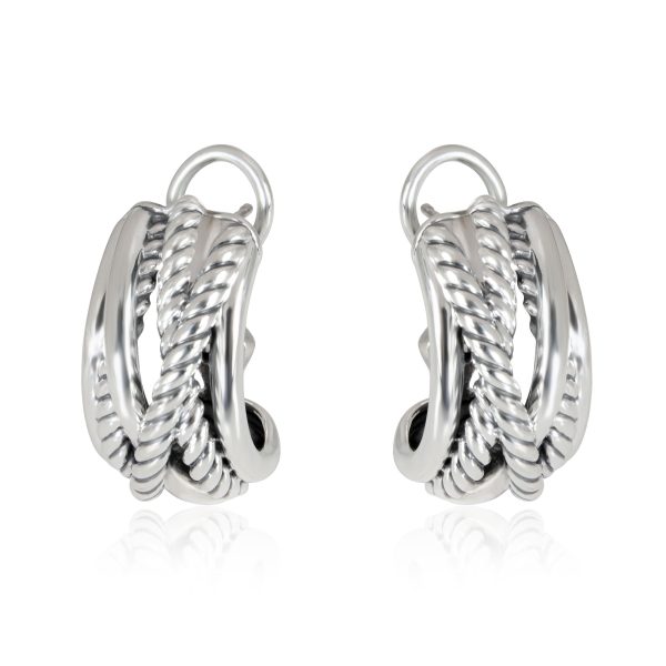 David Yurman Crossover J Hoop Earring in Sterling Silver David Yurman Crossover J Hoop Earring in Sterling Silver