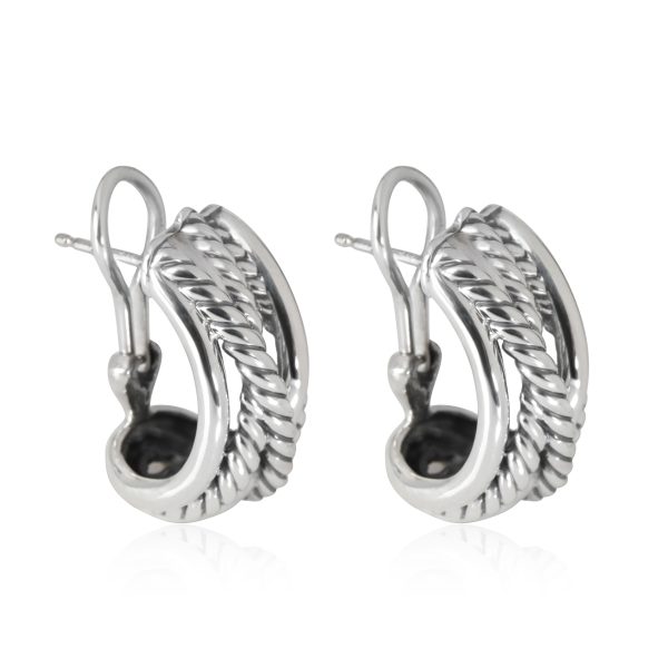 115115 sv David Yurman Crossover J Hoop Earring in Sterling Silver