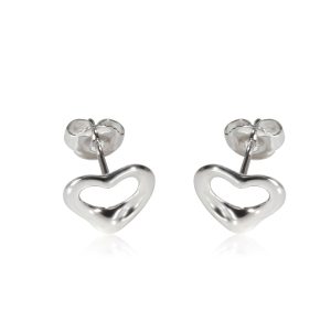 Tiffany Co Elsa Peretti Heart Earring in Sterling Silver Cart